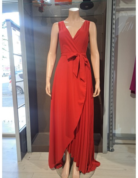 VESTIDO " LUNE " FIESTA LARGO SISA CRUZADO  PLISADO