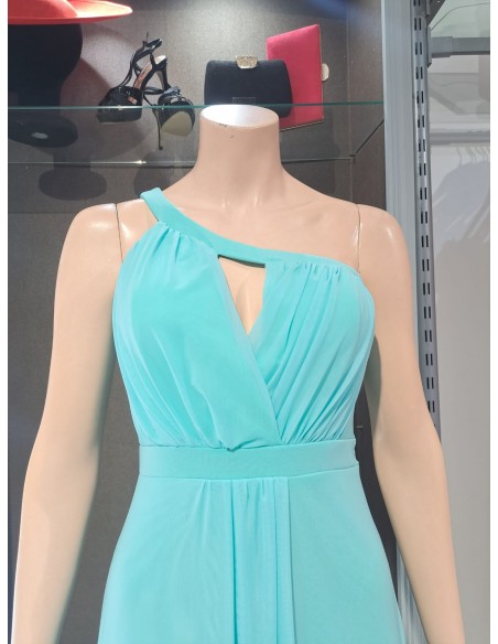 VESTIDO "HAND" LARGO LISO ASIMETRICO CUERPO PLISADO