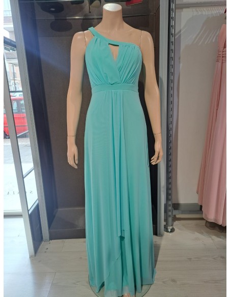 VESTIDO "HAND" LARGO LISO ASIMETRICO CUERPO PLISADO