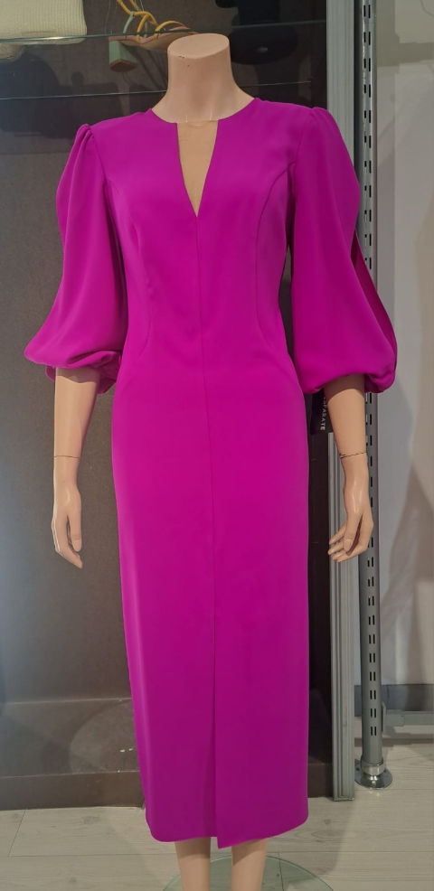 VESTIDO"FIGUERES"FIESTA MIDI ESCOTE TUL FLOR BROCHE NO INCLU 2