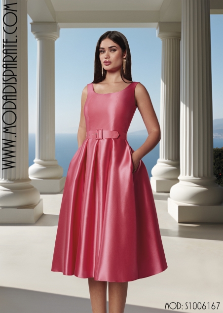 VESTIDO FIESTA MIKADO CORTO VUELO BOLERO MANGA FAROL