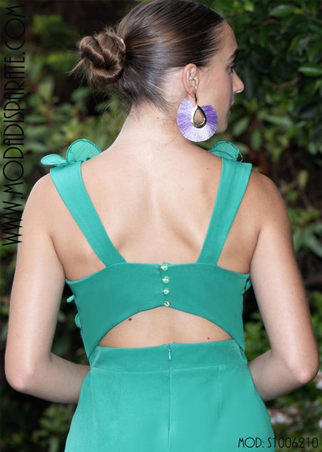 VESTIDO FIESTA CORTO S/M VOLANTES CHORRERAS DELANTERO CUERPO