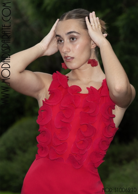 VESTIDO FIESTA CORTO S/M VOLANTES CHORRERAS DELANTERO CUERPO