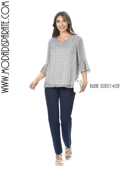 BLUSON ESTAMPADO MANGA CODO VOLANTE