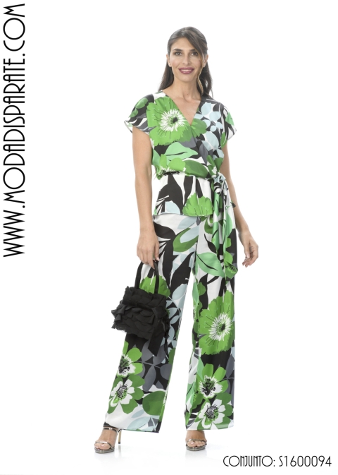 CJTO.ESTAMPADO  PANLALÓN BLUSÓN M/CORTA FAJÍN NUDO