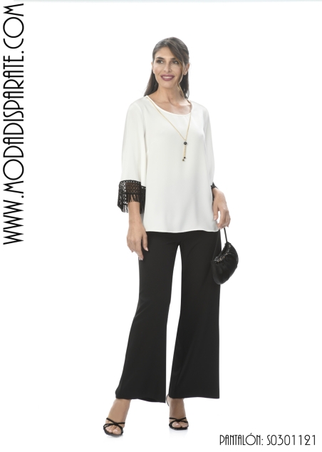 PANTALON"OLIMPIA"FIESTA LISO  PALAZO POLIESTER