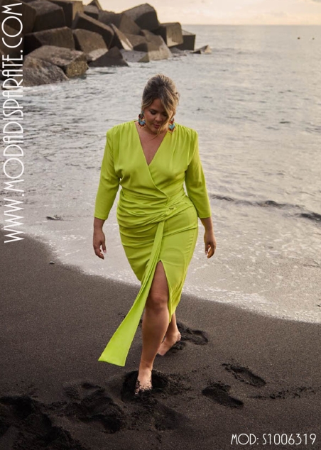 VESTIDO MIDI LISO DRAPEADO CINTURA