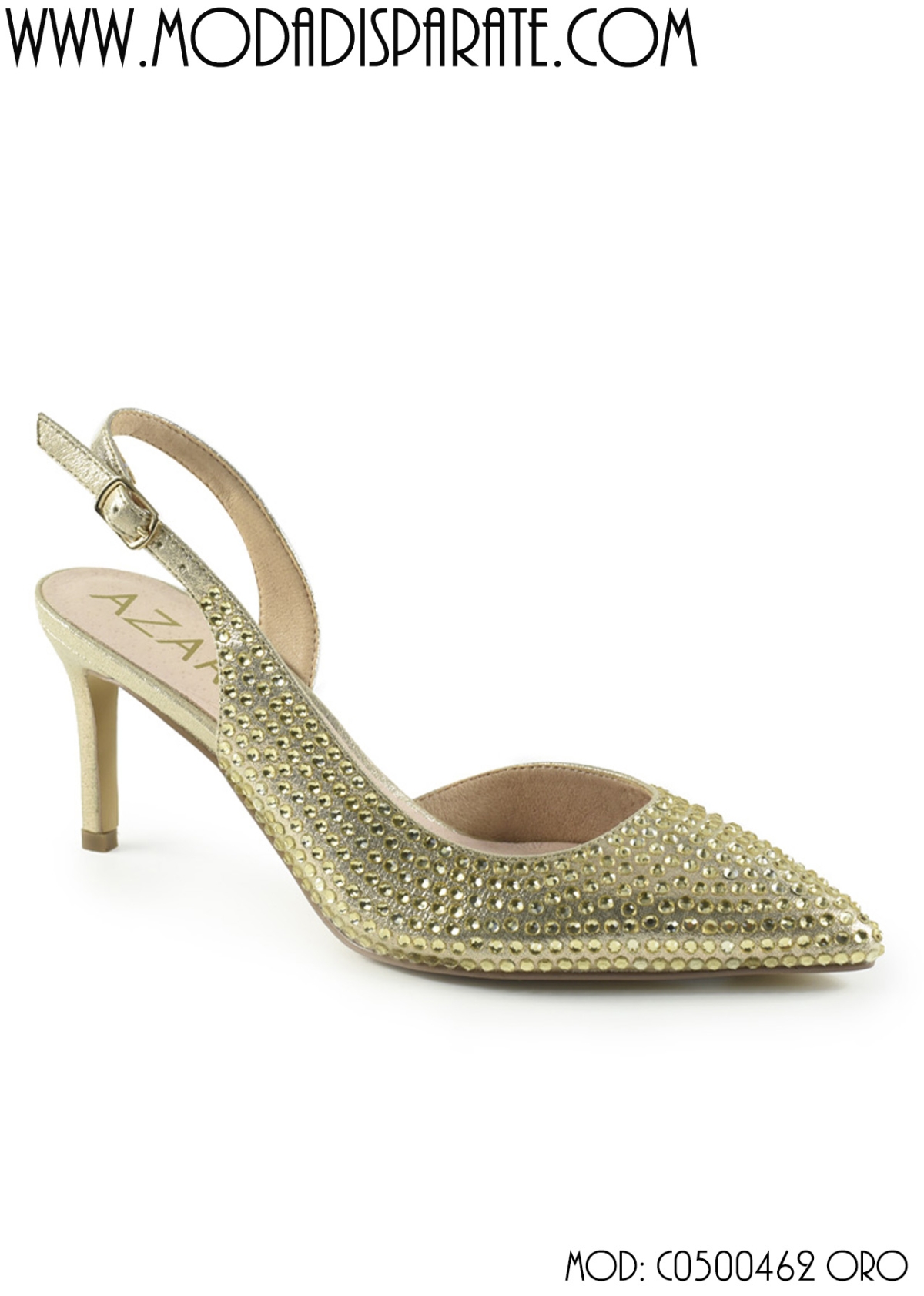 ZAPATO DESTALONADO TACÓN 8 CM STRASS EN LA PALA...