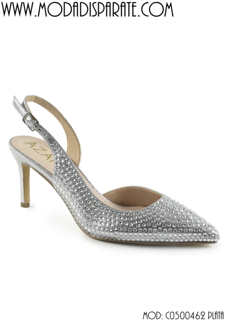 ZAPATO DESTALONADO TACÓN 8 CM STRASS EN LA PALA PLANTA PIEL
